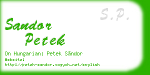 sandor petek business card